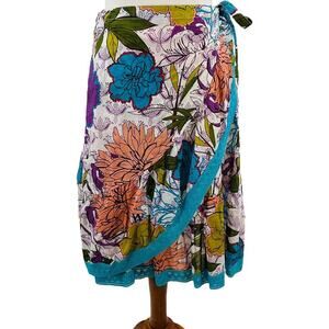 🍀Karma Living Multi Floral Lightweight Cotton Wrap Skirt One Size Boho India